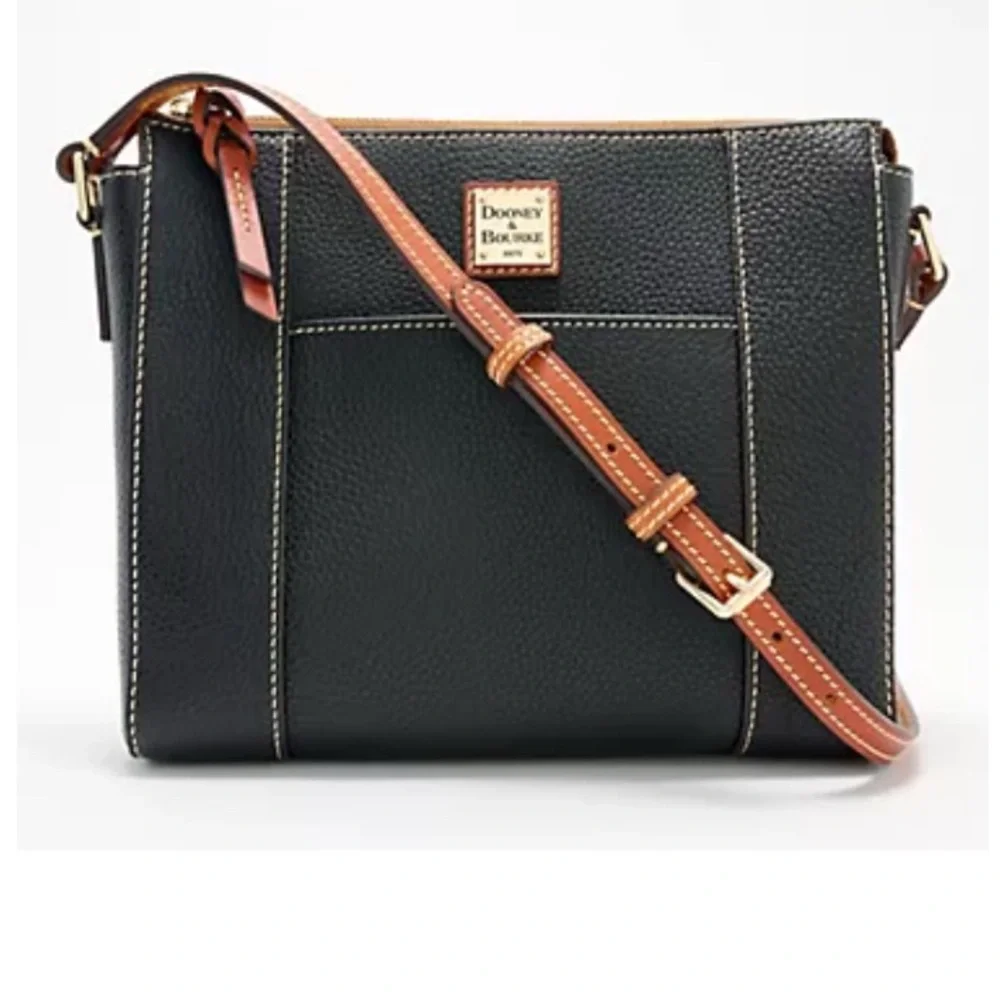 Dooney & Bourke EUC Black/brownWexford Leather Lexington Crossbody Bag - Picture 1 of 16